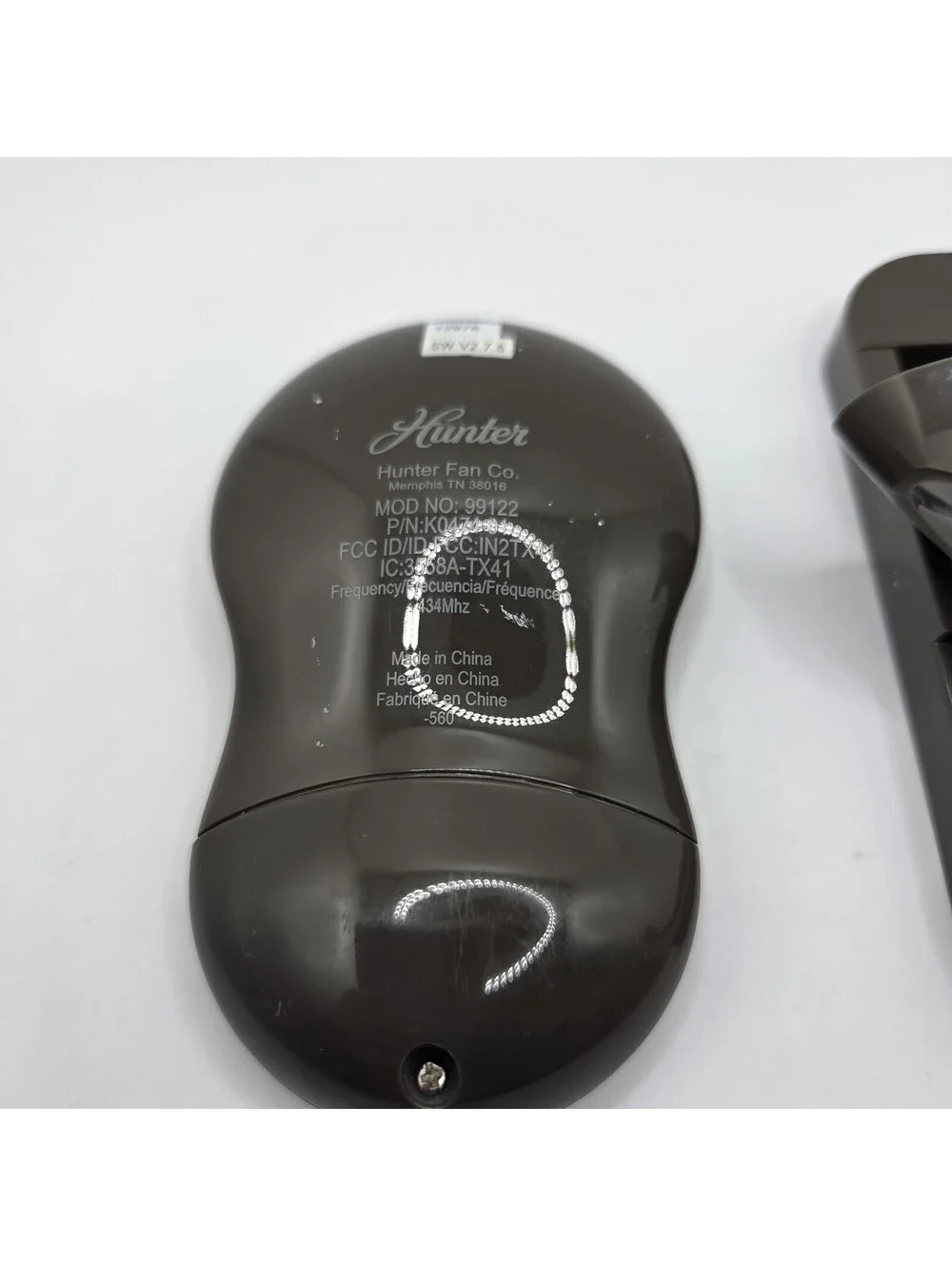Hunter Indoor Ceiling Fan Remote Control Brown Model 99122 K0474-01 W/ holder